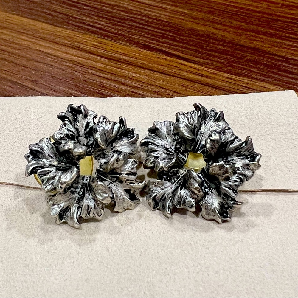 Oscar de la Renta Floral Silver Earrings